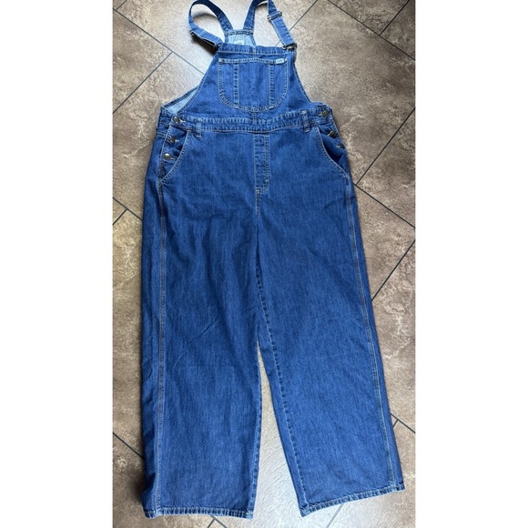 Lee Pants - Lee Y2K Women's Denim Bib Overalls Wide Barrel Leg Style Size M